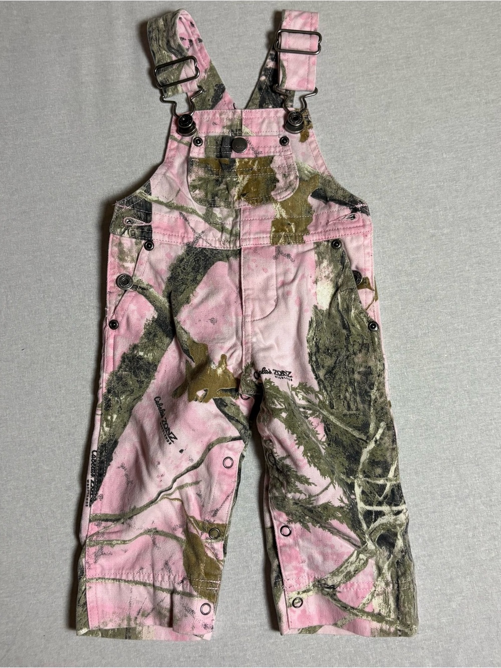 Cabela's pink camouflage overall shorts 6 month